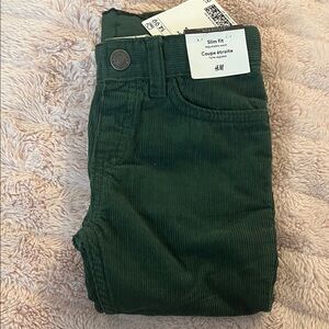 H&M Kids Dark Green Corduroy Pants Slim Fit